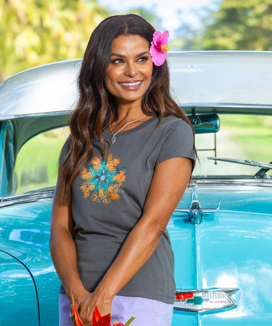 Henna Mandala - Graphite Short Sleeve Pima T-Shirt