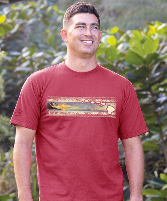 Hawaiian Island Band - Paradise Red Dyed Short Sleeve Crewneck T-Shirt